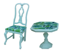 Conjunto de cadeira e mesinha de centro de madeira maci%c3%a7a estilo vintage   cadeira 0 44x0 46x0 46m e mesa 0 49x0 42x0 49m